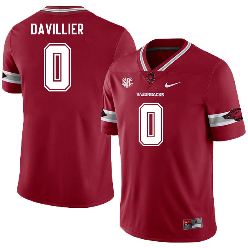 Men #0 Nico Davillier Arkansas Razorback College Football Jerseys Stitched Sale-Alternate Cardinal - Click Image to Close